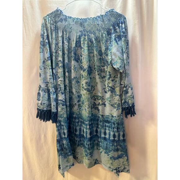 OneWorld Smocked Floral Tunic Top – Size L - Picture 6 of 8